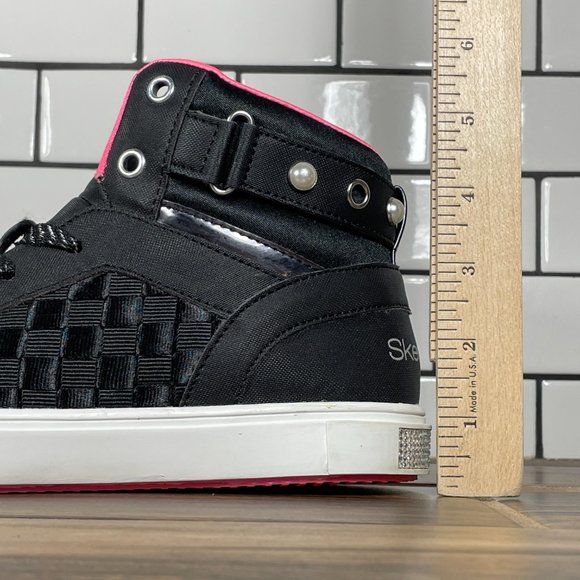 Skechers Street Shoutouts Youth Girl's Size 5 Shoes Black Pink High Top Sneaker - Picture 9 of 12
